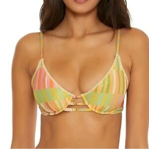 BECCA Multicolor Striped Bikini Top